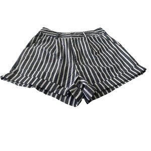 SHEIN HIGH RISE SHORTS, WOMENS, CUFFED, S, GREY & WHITE VERTICAL STRIPES, NWOT